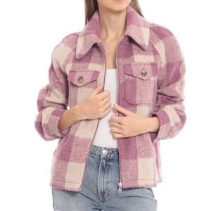 Anthropologie Avec Les Filles Purple & Ivory Plaid Zip Up Jacket
